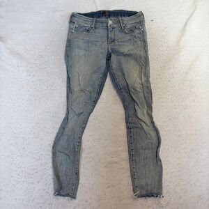 Mother Looker Ankle Fray‎ Jeans Womens 28 Blue Skinny Raw Hem